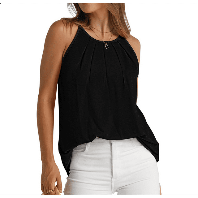 Débardeurs Plissés pour Femmes Bretelles Spaghetti Camisole Dos Nu Ourlet Incurvé Mode 2025