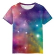 thumbnail image 4 of Womens Galaxy Space Print T-Shirts Short Sleeve Crewneck Graphic Tees Casual Summer Fashion Tops 2025, 4 of 5