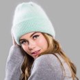 thumbnail image 4 of 2020 nuevo sombrero de invierno tejido de a grueso cálido señoras lana Angora sombrero femenino Verde jinwen gorro de punto de mujer, 4 of 8