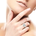 thumbnail image 2 of KIRAN FINE JEWEL Round Blue Moonstone Band Ring 925 Sterling Silver Wedding Anniversary Engagement Women Gemstone Statement Jewelry Gift For Her, 2 of 5