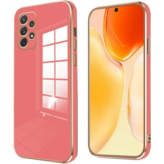 Compatible with Samsung Galaxy A23 5G Case Silicone Shockproof Samsung A23 5G Case Anti-Scratch Ultra Thin Plating TPU Galaxy A23 5G Phone Case (Camellia Red)