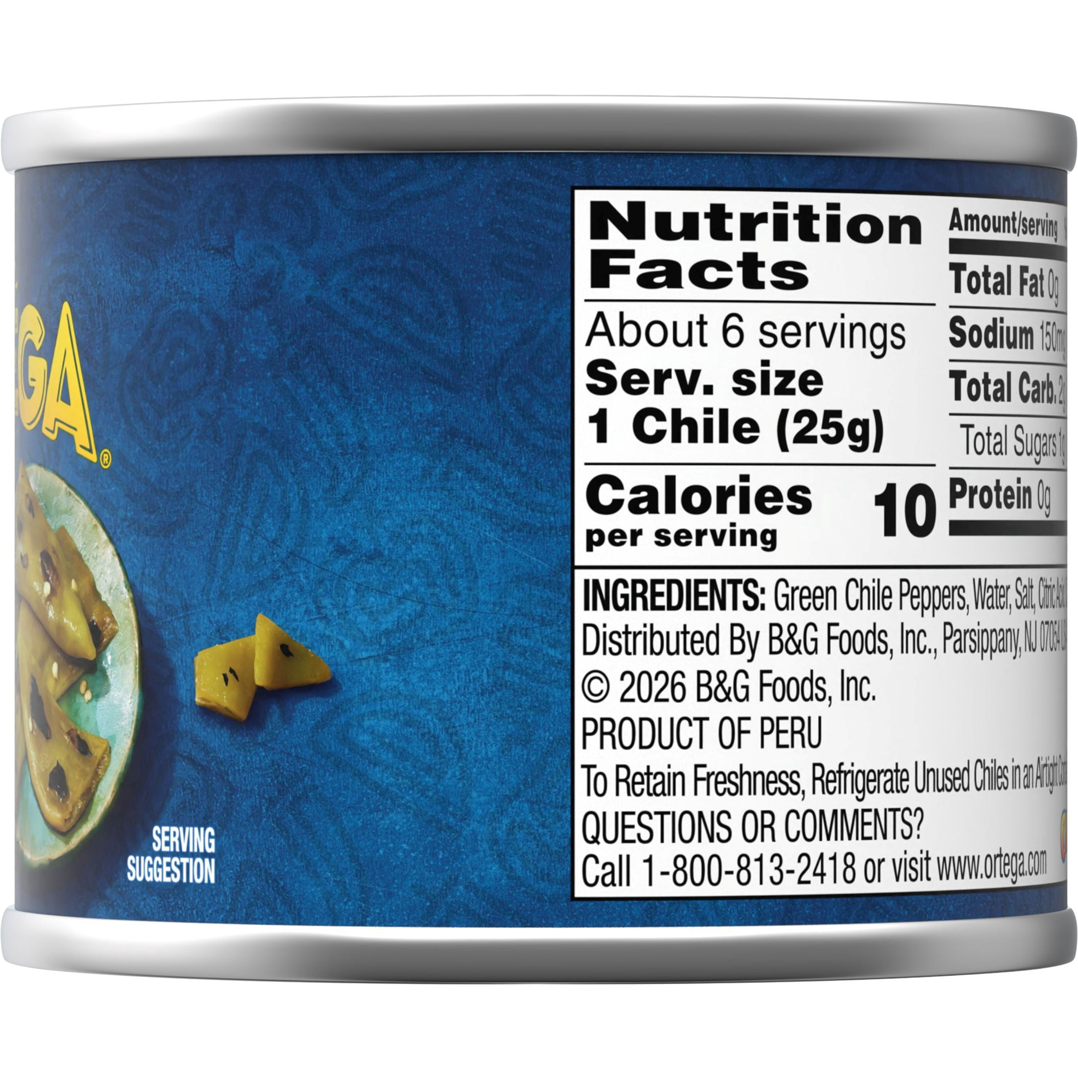 (4 pack) Ortega Mild Whole Green Chiles, Kosher, 7 oz (Canned)
