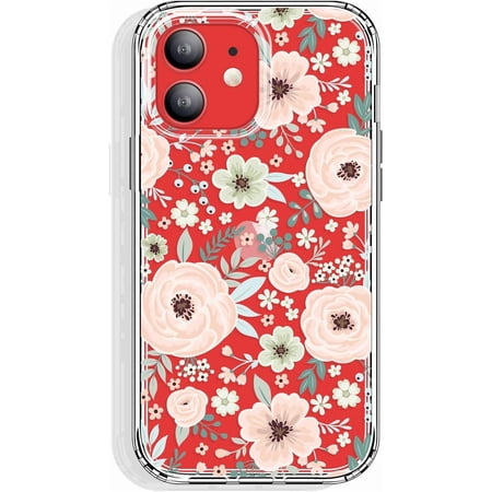 for iPhone 12 Mini Case 5.4 Inch Clear with Design, Protective Slim TPU Cover, Shockproof Bumper for Women and Girls (Chic Flowers)