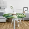 thumbnail image 6 of Round Fitted Tablecloth Green Leaves Round Tablecloth with Elastic Edge Circular Table Cover Waterproof Wipeable Table Cloth, Fits Tables up to 36" - 42" Diameter, 6 of 6