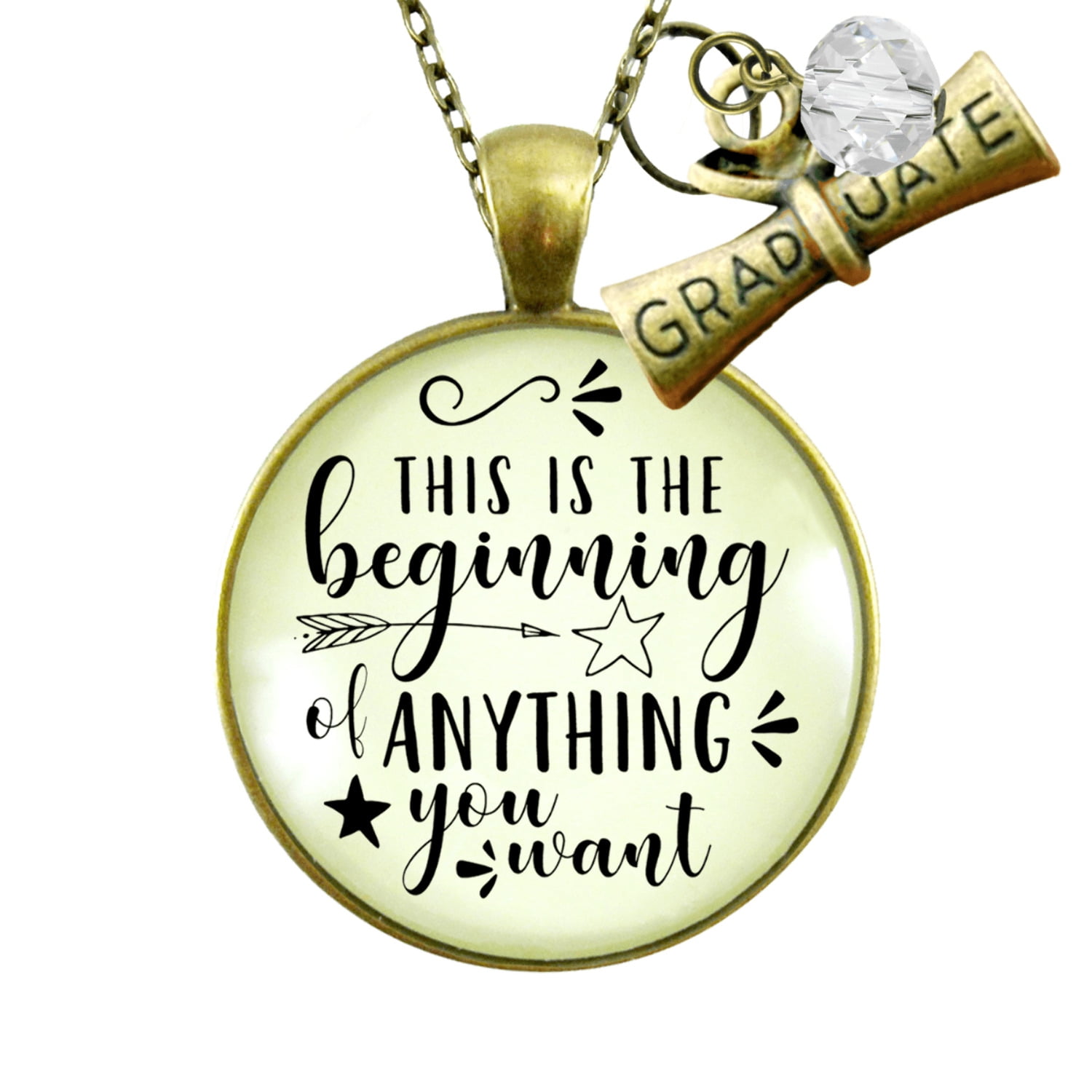 Graduation Gutsy Goodness Bronze Necklace Beginning Anything Diploma Female Adult Metal