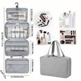 thumbnail image 3 of Hanging Toiletry Bag for Travel, 4-Fold Mesh Cosmetic Makeup Organizer with Hook, Portable Grooming Kit Bag for Suitcase and Bathroom Storage,Black, 3 of 6