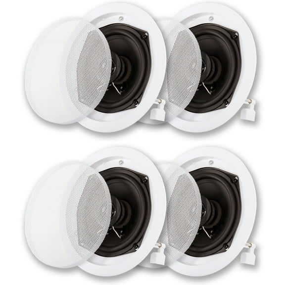 Acoustic Audio R191 In Ceiling / In Wall Speaker 2 Pair Pack 2 Way Home Theater Flush Mount