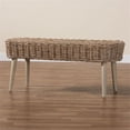 thumbnail image 3 of Pemberly Row Natural Kubu Rattan and Gray Acacia Wood Oval Accent Bench, 3 of 9