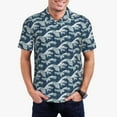 thumbnail image 2 of Salouo A Japanese Great Wave for Men's Short Sleeve Polo Shirts,Polo Shirts for Men Performance Short Sleeve Golf Shirt Athletic Casual Collared T-Shirt-4X-Large, 2 of 8