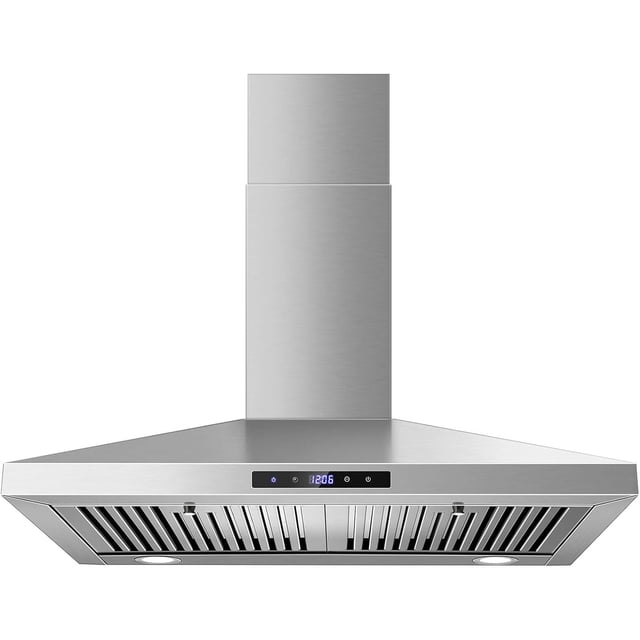 SNDOAS Hotte de Cuisinière 30 Pouces, Hotte Murale en Acier Inoxydable, Hotte 30 Pouces avec Commande Tactile, à Conduit/sans Conduit Convertible, Hotte de Style Cheminée au-Dessus de la Cuisinière, Hotte de Cuisine, Filtres à Chicanes
