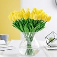thumbnail image 2 of Flores artificiales Flor falsa Tulipán Material de látex Toque real para sala de bodas Decoración de fiesta de hotel en casa y decoración de bricolaje (Amarillo - 10 piezas) Fason ZH-080, 2 of 7