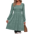 thumbnail image 2 of Fantaslook Square Neck Long Sleeve Dresses for Women Casual Trendy Sweater Dress with Pockets, 2 of 8