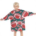 thumbnail image 3 of Green Red Footballs Pattern Blanket Hoodies for Kids 6-13YR Oversize Wearable Blanket Hoodies for Boys Girls Teens, 3 of 7