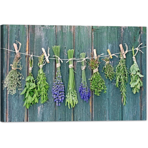 Kitchen Canvas Wall Art Spices Plants Picture Dining Room Canvas Painting for Home Wall Decor, Spices Framed Artwork for Kitchen Restaurant Wall Decoration Ready to Hang (12" Hx18 W)