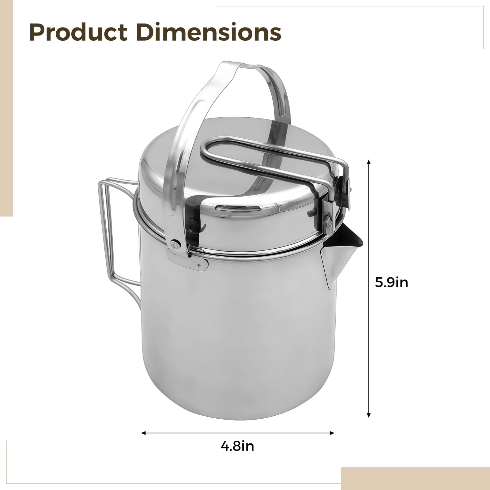 Stainless Steel Camping Pot Set, 2-in-1 Pot with Lid/Bowl, Compact Backpacking Cookware for Hiking, Camping, Survival, and Open Flame Cooking
