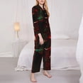 thumbnail image 3 of Picia Red Dark Skull Abstract Pattern Women’s Long-Sleeve Sleepwear Set - Soft 2-Piece Loungewear with Pockets, Comfy PJs for Relaxing Nights-Large, 3 of 7