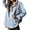 Light-blue, variant on Long Sleeve V-Neck Women Denim Jacket Tops