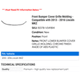thumbnail image 2 of Front Bumper Cover Grille Molding - Compatible with 2013 - 2016 Lincoln MKZ 2014 2015, 2 of 2