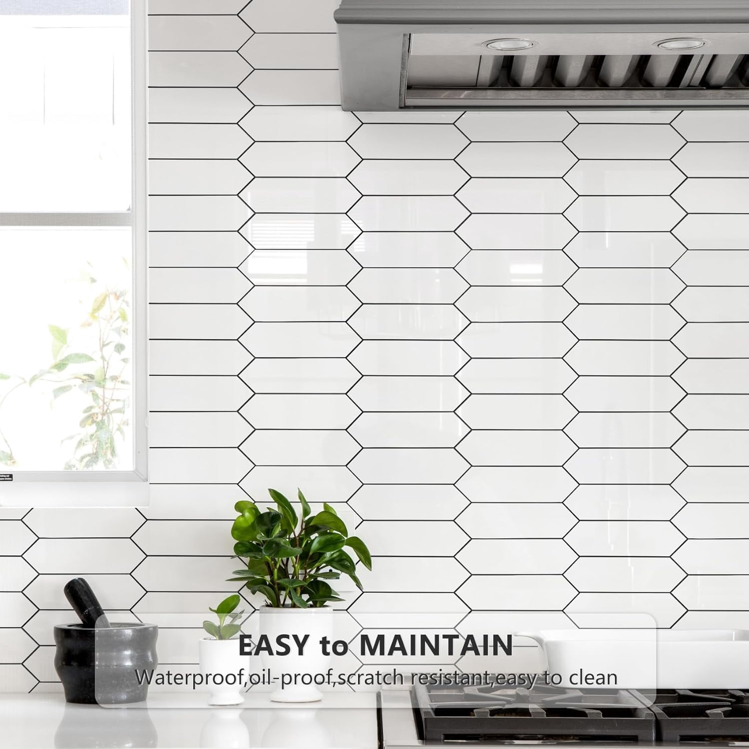Glossy Dolomite White Backsplash Peel And Stick  12.8 X 12.8 Inch 10 Sheets Long Hexagon Pvc Self Adhesive Mosaic Wall Tiles On For Kitchen Bathroom