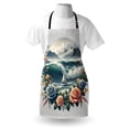 thumbnail image 4 of Nautical Apron, Sailboat on Ocean Waves with Mountains in a Floral Wreath Circle, Unisex Kitchen Bib with Adjustable Neck for Cooking Gardening, Adult Size, Teal Salmon and Slate Blue, by Ambesonne, 4 of 4