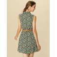 thumbnail image 4 of Vestido Sin Mangas Allegra K Día de San Patricio Cinturón Estampado Rodilla Media Tapeta Floral verde oscuro blanco L, 4 of 6