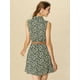 thumbnail image 4 of Día de San Patricio Vestido Sin Mangas Con Cinturón Estampado Por Encima De La Rodilla Con Media Tapeta Para Mujer Floral verde oscuro, blanco M, 4 of 6