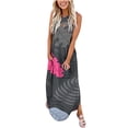 thumbnail image 2 of SMihono Robe Maxi Bohème d'Été pour Femmes Grande Taille Robe Longue Sans Manches Imprimée Col Croisé devant Robe de Plage, 2 of 5