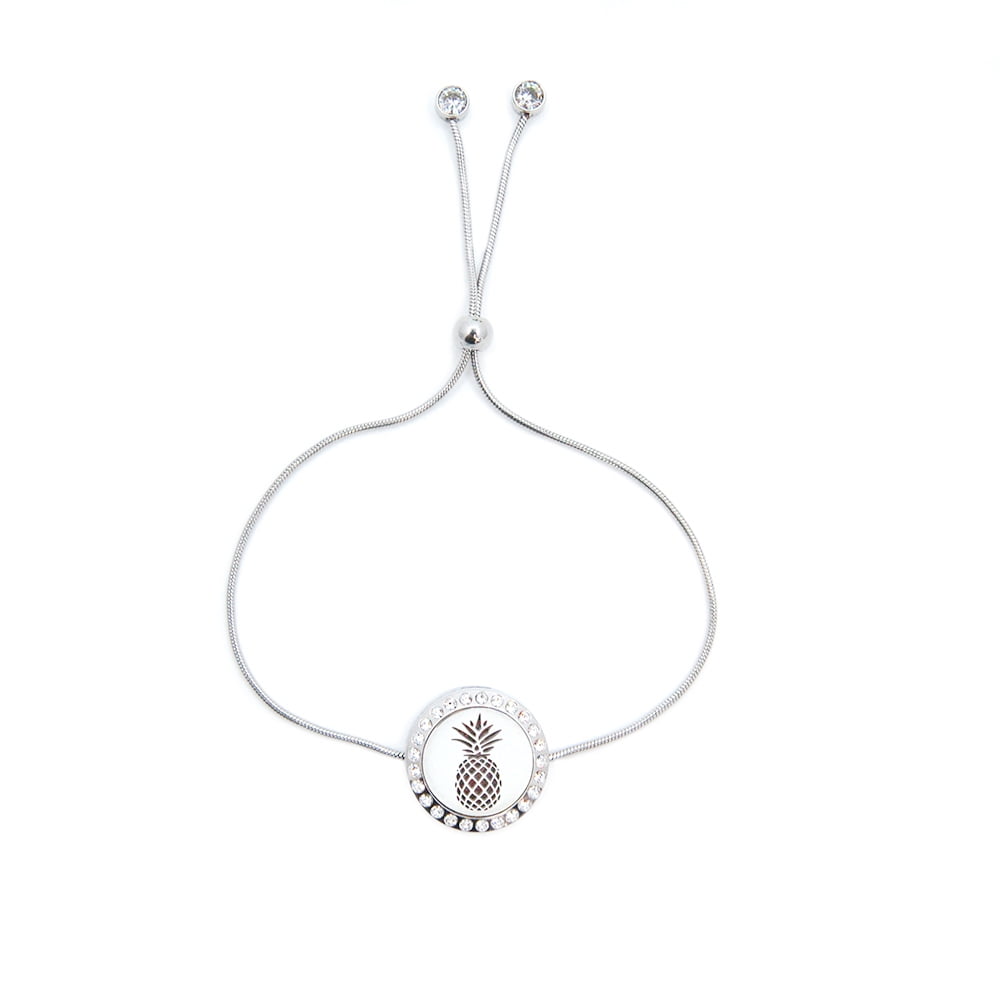 Anavia Pineapple Aromatherapy Necklace and Slider Bracelet with Bottle of Essential Oil Gift Set with Gift Box