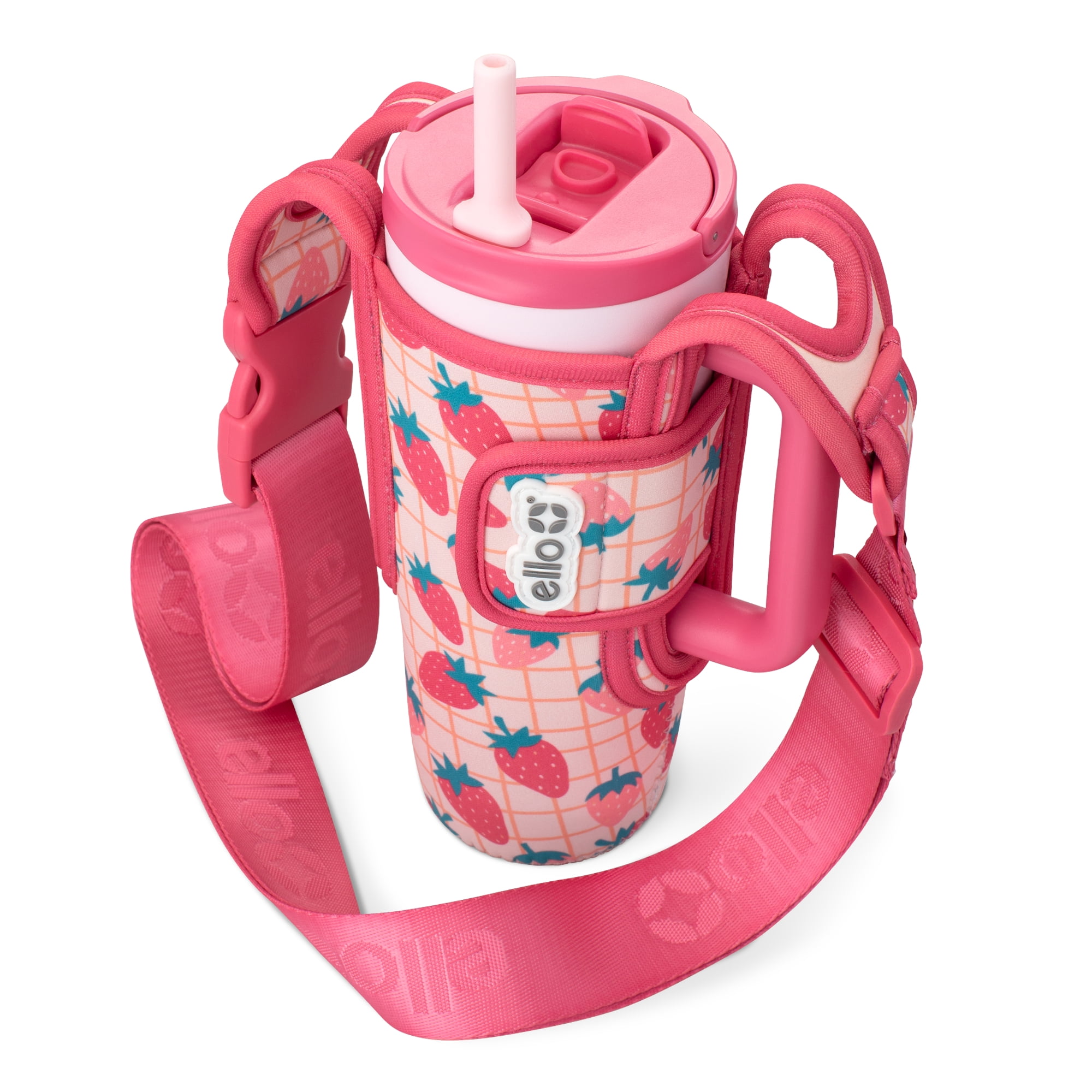 Ello Ultra Clean 24oz Insulated Leak-Proof Lid Tumbler with Sling, Strawberries