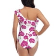 thumbnail image 6 of Yiaed Orchids Flowers Print Women One Piece Swimsuits Tummy Control One Shoulder Bathing Suits Pattern Ruffle Swimwear-Small, 6 of 8