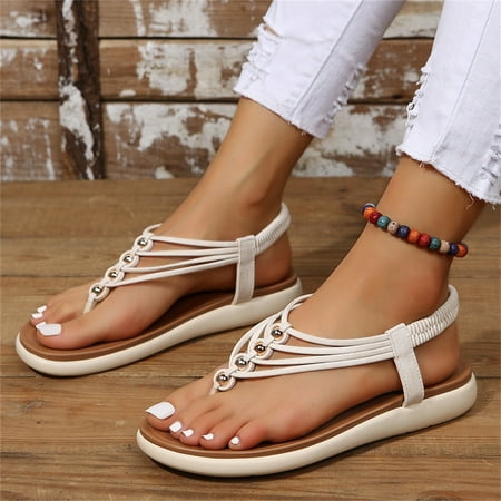 

Yoslce Womens Sandals Wedge Slide Slippers Women Ladies Outdoor Pearl Chain Sandal