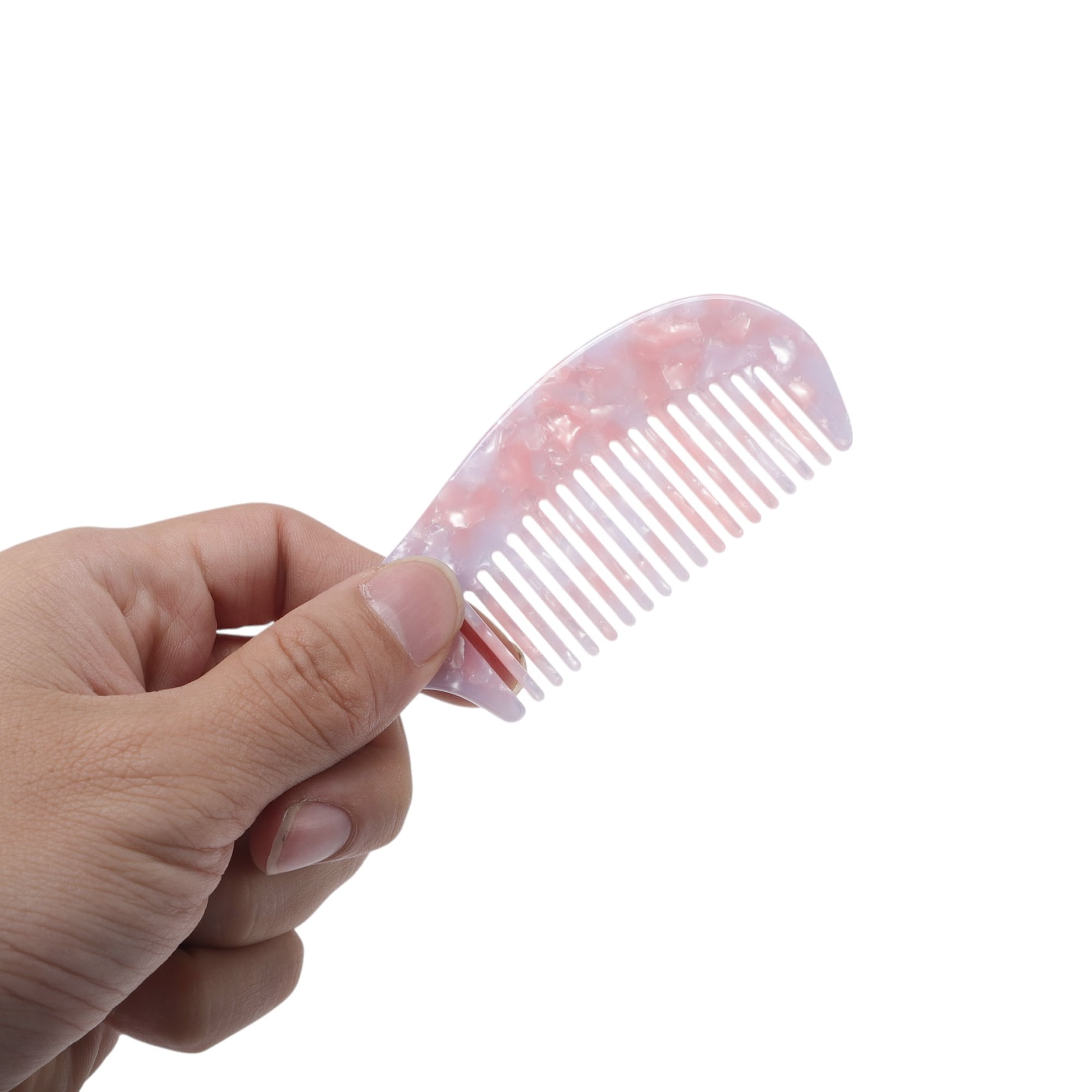 Unique Bargains 1 Pc Marble Texture Large Tooth Comb Cherry Blossom Pink
