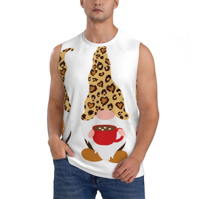 Balery Christmas Gnomes In Leopard Camisetas sin mangas para hombre, absorbe la humedad y protege contra el mal olor.-XX-Large