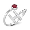 thumbnail image 2 of Capital H Initial Letter Ruby Glass Filled Women Valentines Day Gifts Ring Adjustable Front Open Valentines Day Gifts Ring 925 Sterling Silver, 2 of 3