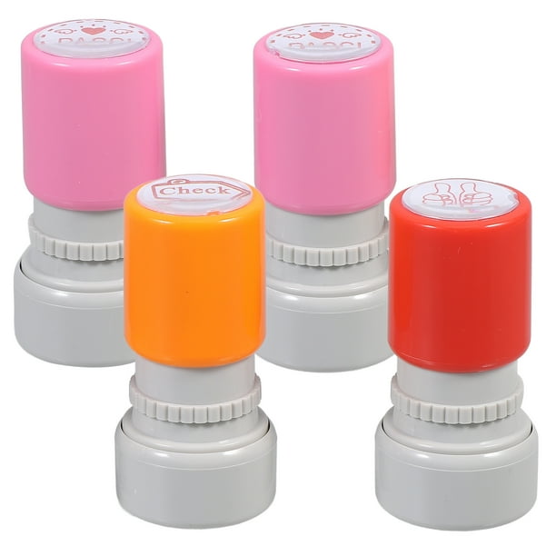 BRIGHTFUFU 4pcs estampadores educativos recompensas de maestros sellos en el aula suministros de plástico vibrantes