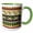 Green/White, variant on 3drose, Peru Pattern - Waves Diamonds and Stripes - Tan Yellow Brown Beige Green Red White South America, 11oz Mug