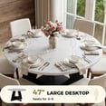 thumbnail image 6 of Hawsaiy 5 Piece Round Dining Table Set for 4, 47.3" Kitchen Dining Table with Storage Shelf & 4 PU Leather Dining Chairs, Modern Kitchen Table Set with Crossed Metal Legs, 6 of 11