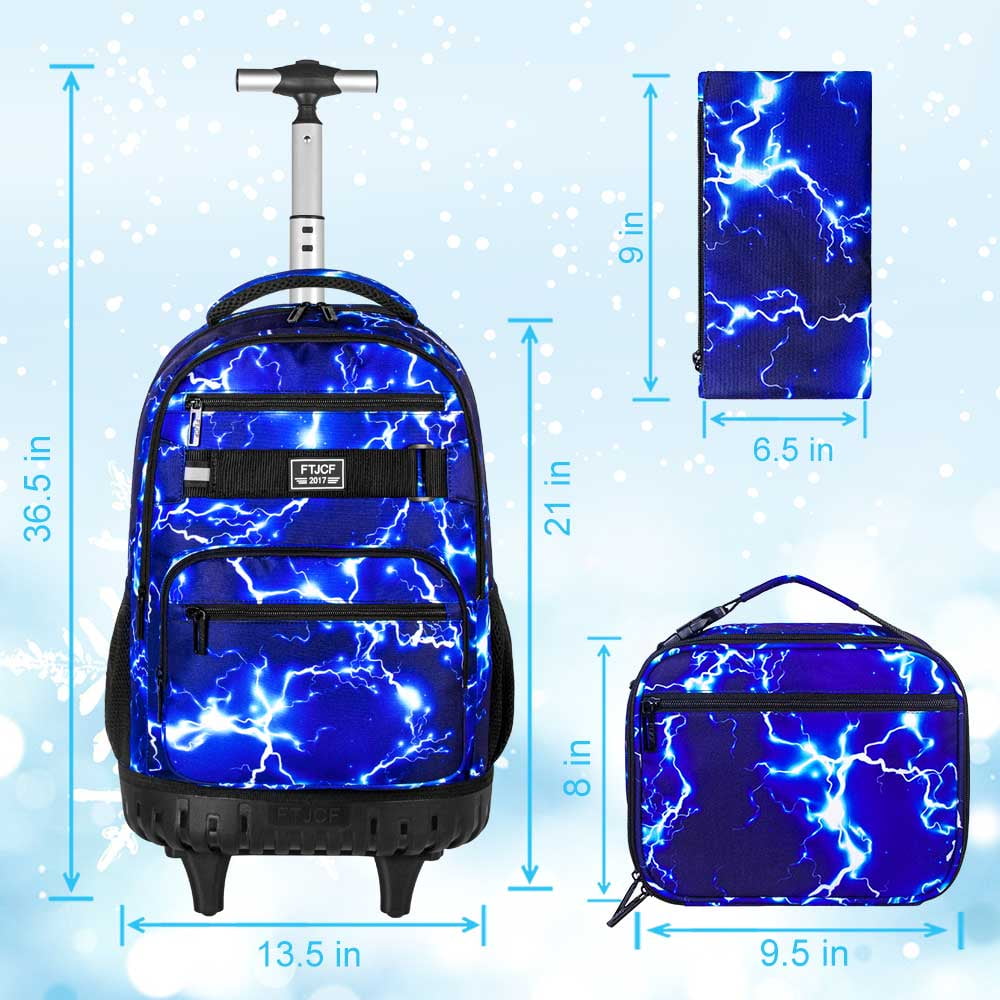 AGSDON Rolling Backpack for Women and Men, Laptop Travel Backpack Roller Wheeled Carry on luggage with Wheels for Teens, Colleges and Adults, Blue01, Large, Daypack Backpacks