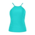 thumbnail image 4 of Yindaity High Neck Tankini Top Backless Bathing Suit Tops for Women Swimsuit Top Key Hole Swim Top Only X02-Mint Green,XL, 4 of 4
