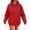 Red, variant on Women's Pullover Hoodie, Solid Long Sleeve Sweatshirt with Drawstring Hood and Kangaroo Pocket