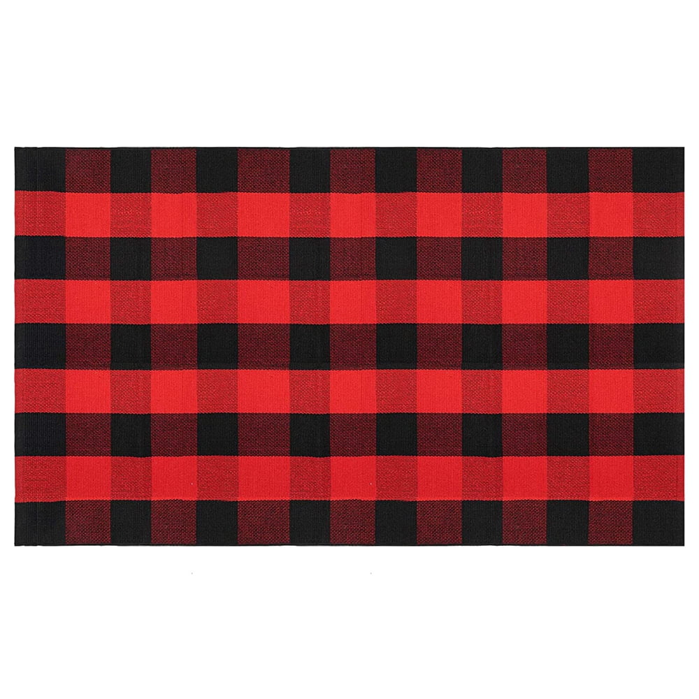 Buffalo Plaid Outdoor Rug 23.6 x 51.2 Inches Front Door Mat, Washable Outdoor Rugs for Layered