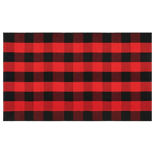 Buffalo Plaid Outdoor Rug 23.6 x 51.2 Inches Front Door Mat, Washable