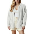 thumbnail image 3 of Gytharion Sherpa Fleece Jackets for Women Soft Comfy Long Sleeve Open Front Fuzzy Coat Fashion Solid Winter Plush Warm Coat Lightweight Loose Cardigan Outerwear with Pockets, 3 of 8