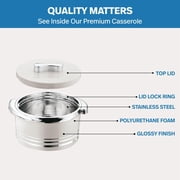 Pinnacle 3-Piece Insulated Casserole Set 3.7/2.6/1.5 qt Thermal Bowls Stainless Steel