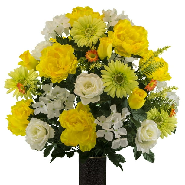 Sympathy Silks Artificial Cemetery Flowers Realistic Vibrant Daisies