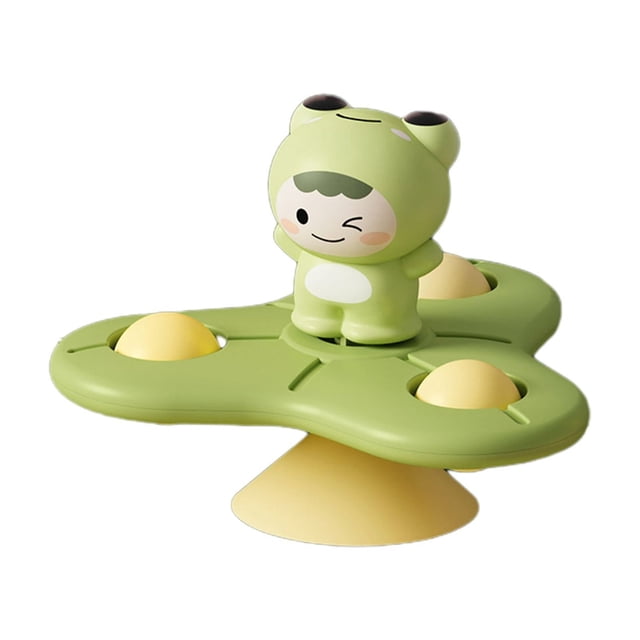 Single Suction Cup Spinner Toy With Rotating Blade Educational Sensory Toy For Babies Green Color Safe Abs Material Green