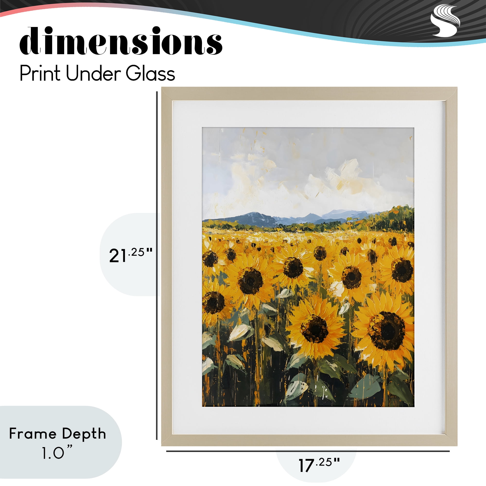 Stupell Industries Beautiful Sunflowers in Field Birch Framed Print Under Glass, design by Creative Studio