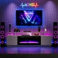 thumbnail image 3 of Fireplace TV Stand with 36 Inch Electric Fireplace, Entertainment Center with Fireplace, 2-Tier TV Stand with Storage & LED, for TVs Up to 80", 3 of 7