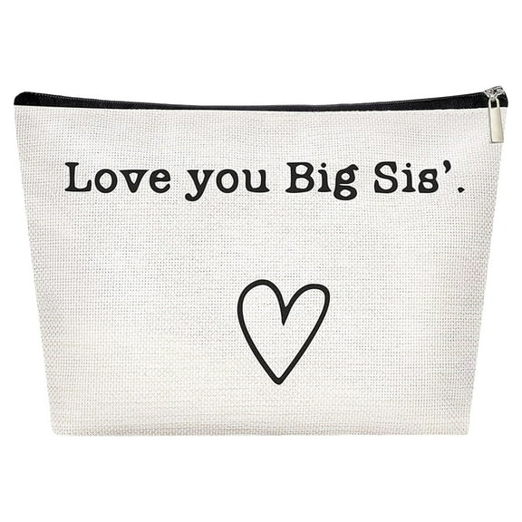 Sister Makeup Bag Gift under $5! Yannianjz Best Sister Makeup Bag, Missing You Toiletry Bag for Sister Gift, Travel Cosmetic Case with Inspirational Quote, Zipper Closure Bag