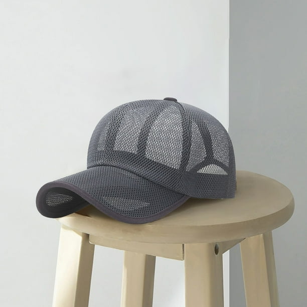 Gorra de Malla Transpirable Ajustable para Hombre y Mujer | Gorra de Béisbol Gris Oscuro con Tejido de Secado Rápido | Circunferencia 55-60 Cm | Gorra Deportiva para Exteriores con Protección Solar |